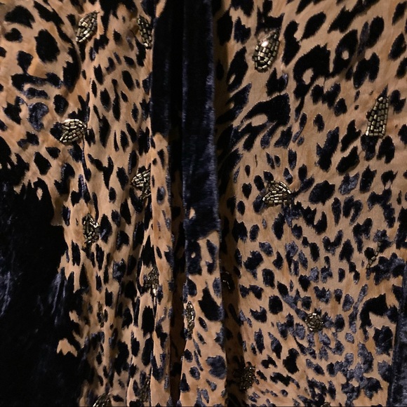 The Kooples Navy Leo Velvet Leopard Shrug Kimono - Picture 5 of 7